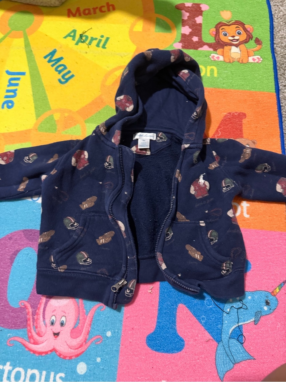 Ralph Lauren Children's Navy Hoodie with Baseball Print - Unbranded